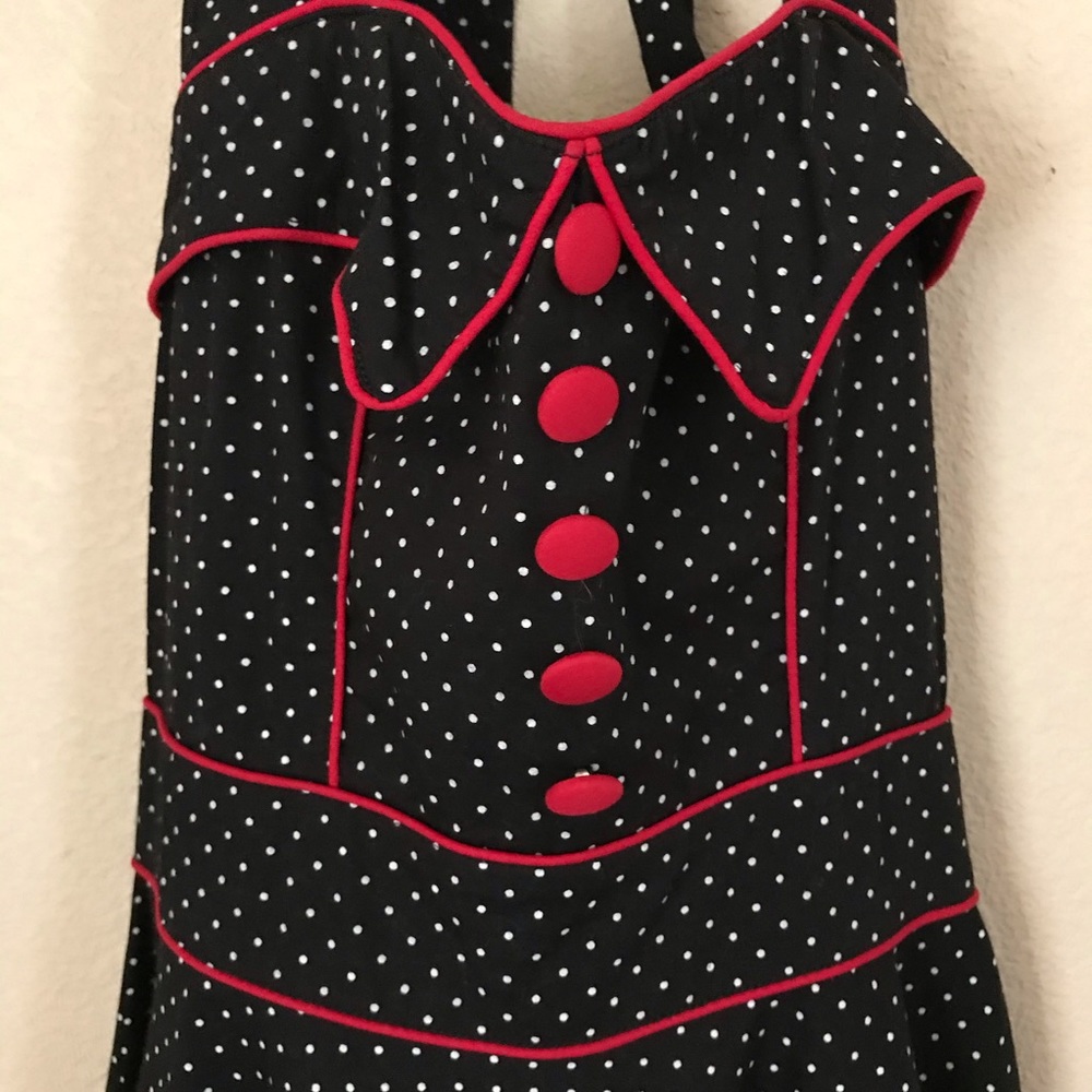 LRETRO POLKA DOT 50s PINUP dress with red size xs - Picture 4 of 6